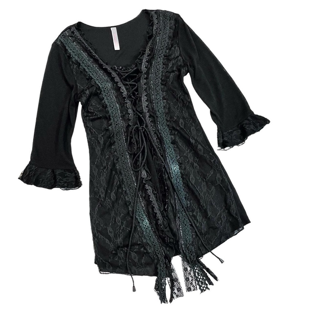 pretty angel vintage y2k black milkmaid tunic dress corset top